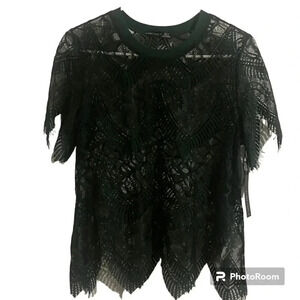 Black Tape hunter green Lace top - Size Small